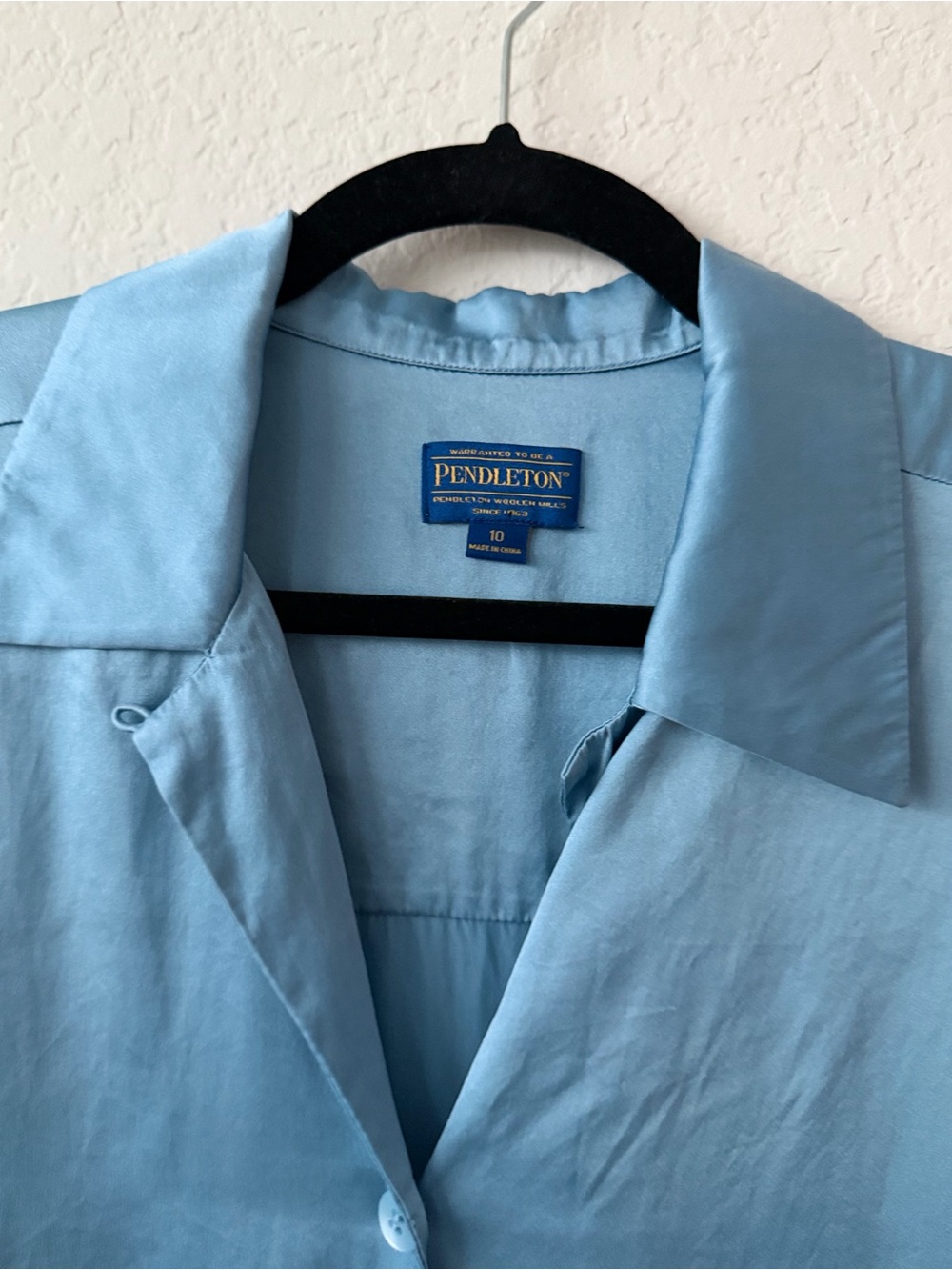 Blue 100% Silk Button-Up Shirt - Pendleton - Picture 2 of 4